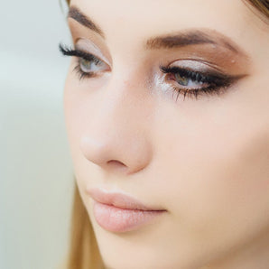 close up of model with modern makeup 