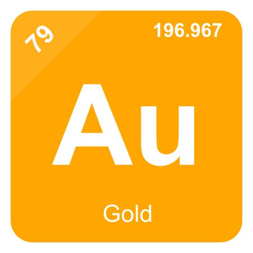 graphic for periodic table of element gold 79 in orange and white
