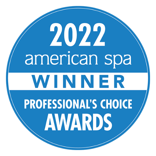 Blue circular press logo for 2022 american spa professionals choice award winner