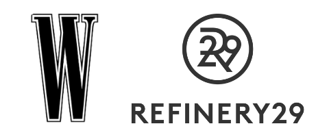 W magazine and refinery 29 press logos displayed on white background