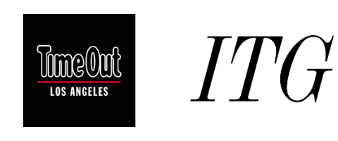 press logos for Time Out and in the gloss magazines displayed on white backgrounds